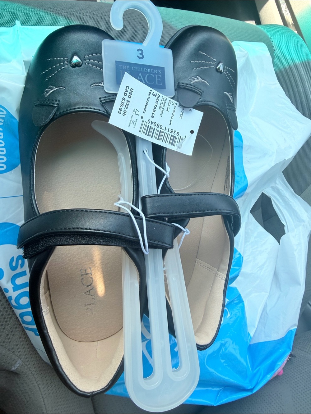 The Children's Place Black Girls' Mary Jane Flats with Heart Accent